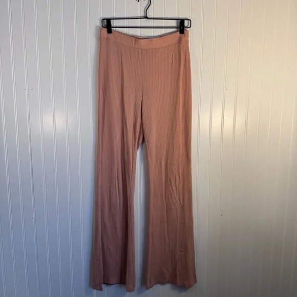 Old Navy High-Waisted Rib-Knit Split Flare Pink Lounge Pants Medium 31” Inseam - Picture 3 of 11